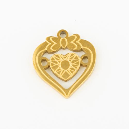 Stainless Steel Heart Pendants, 304 Stainless Steel, Vacuum Ion Plating, DIY, gold, 10PCs/Lot, Sold By Lot