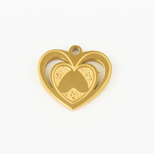 Acier inoxydable Coeur Pendentifs, Acier inoxydable 304, DIY, Or, 10PC/lot, Vendu par lot