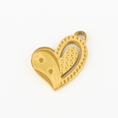 Stainless Steel Heart Pendants, 304 Stainless Steel, Vacuum Ion Plating, DIY, gold, Sold By Lot