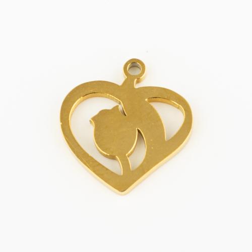 Stainless Steel Heart Pendants, 304 Stainless Steel, Vacuum Ion Plating, DIY, gold, 10PCs/Lot, Sold By Lot