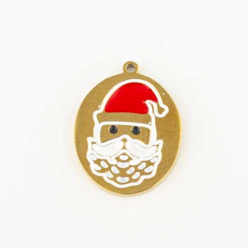 Stainless Steel Pendants, 304 Stainless Steel, Santa Claus, Vacuum Ion Plating, DIY & enamel, gold, 10PCs/Lot, Sold By Lot