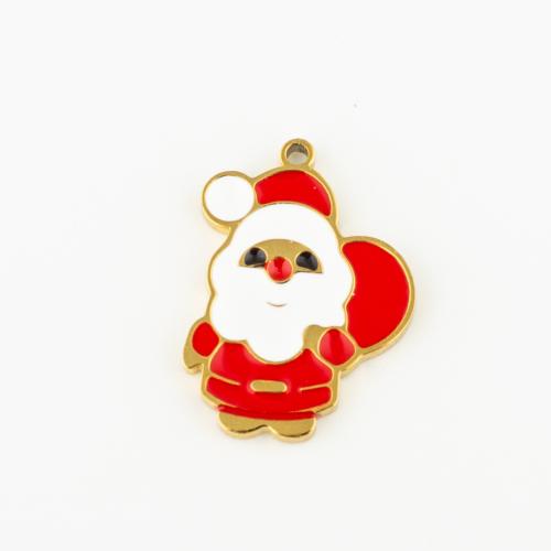 Stainless Steel Pendants, 304 Stainless Steel, Santa Claus, Vacuum Ion Plating, DIY & enamel, gold, 10PCs/Lot, Sold By Lot