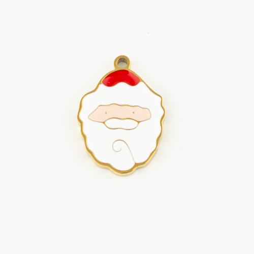 Stainless Steel Pendants, 304 Stainless Steel, Santa Claus, Vacuum Ion Plating, DIY & enamel, gold, Sold By Lot