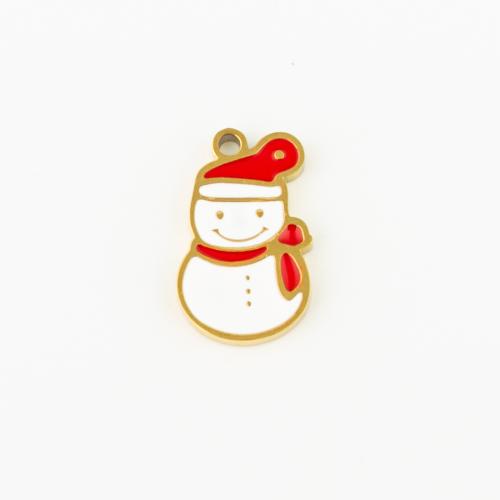 Stainless Steel Pendants, 304 Stainless Steel, Snowman, Vacuum Ion Plating, DIY & enamel, gold, 10PCs/Lot, Sold By Lot