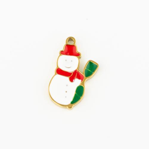 Stainless Steel Pendants, 304 Stainless Steel, Snowman, Vacuum Ion Plating, DIY & enamel, gold, 10PCs/Lot, Sold By Lot