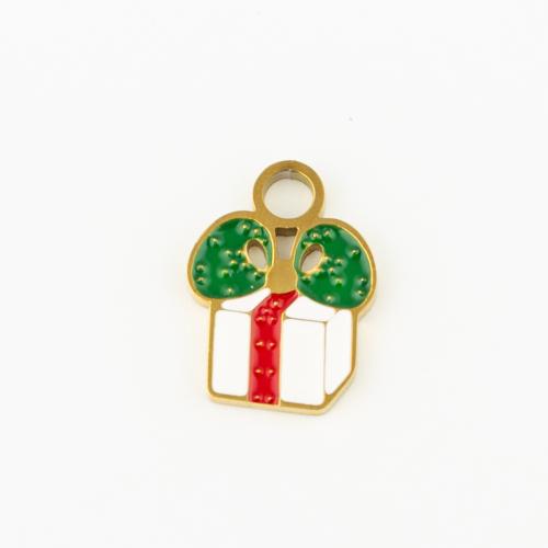 Stainless Steel Pendants, 304 Stainless Steel, gift shape, Vacuum Ion Plating, DIY & enamel, gold, 10PCs/Lot, Sold By Lot