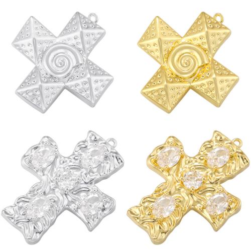 Cubique Pendentif en laiton zircon pavent, croix, Placage, DIY & styles différents pour le choix & pavé de micro zircon, plus de couleurs à choisir, Vendu par PC