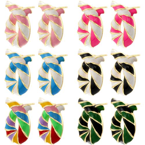 Brass Stud Earring, plated, for woman & enamel, more colors for choice, Sold By Pair