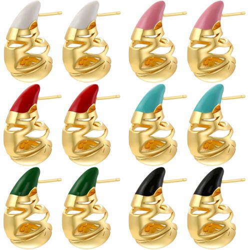 Brass Stud Earring, plated, for woman & enamel, more colors for choice, Sold By Pair