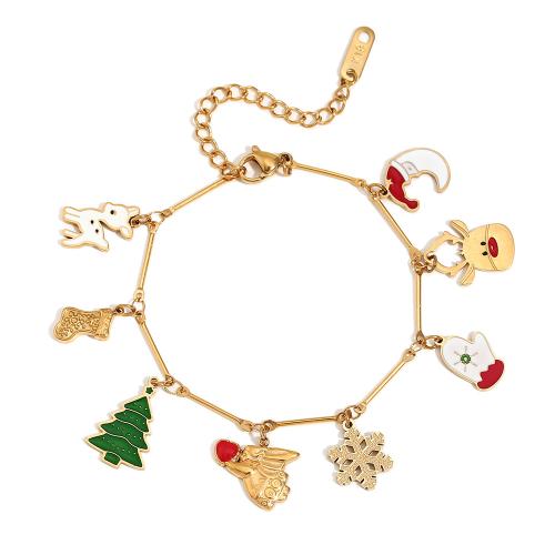 Conjuntos de joyería de acero inoxidable, acero inoxidable 304, con acero inoxidable 316L, Diseño de Navidad & diferentes estilos para la opción & para mujer, dorado, Vendido por UD