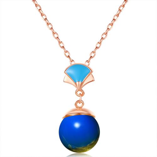 Brass Necklace, with Jade, fashion jewelry & for woman, rose gold color, Length:Approx 45 cm, Sold By PC