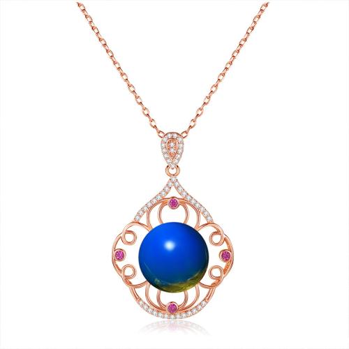 Collier en laiton cubique Zircon Micro Pave, pavé de micro zircon & pour femme, couleur or rose, Longueur:Environ 45 cm, Vendu par PC