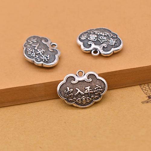 Tibetan Style Pendants, Longevity Lock, antique silver color plated, DIY, 15x20x5mm, 100PCs/Bag, Sold By Bag