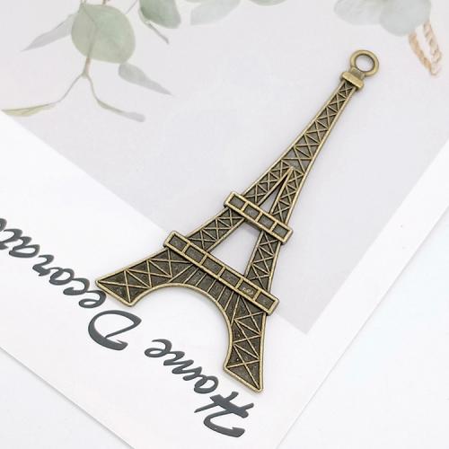 Pendentifs en alliage de zinc, Tour Eiffel, Plaqué de couleur de bronze antique, DIY, 36x69x3mm, 100PC/sac, Vendu par sac