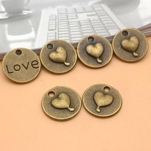 Tibetan Style Heart Pendants, antique bronze color plated, DIY, 15mm, 100PCs/Bag, Sold By Bag