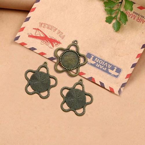 Tibetan Style Pendant Cabochon Setting, Star, antique bronze color plated, DIY, 18mm, 100PCs/Bag, Sold By Bag