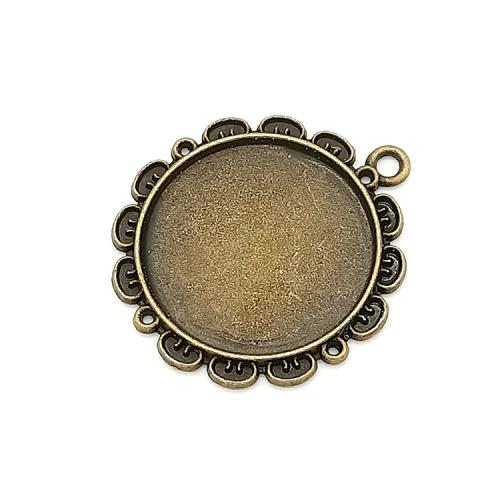 Tibetan Style Pendant Cabochon Setting, antique bronze color plated, DIY, 25mm, 100PCs/Bag, Sold By Bag