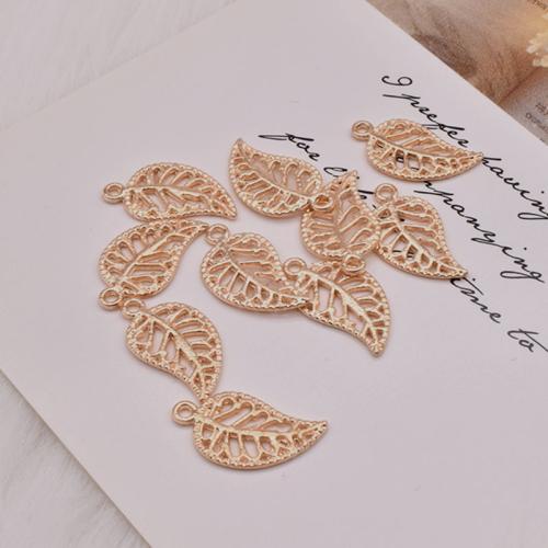 Tibetan Style Leaf Pendants, KC gold color plated, DIY, 10x17mm, 100PCs/Bag, Sold By Bag