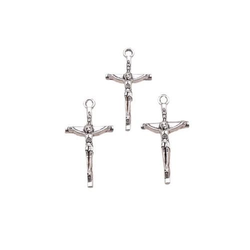 Tibetan Style Cross Pendants, Crucifix Cross, antique silver color plated, DIY, 27x14mm, 100PCs/Bag, Sold By Bag