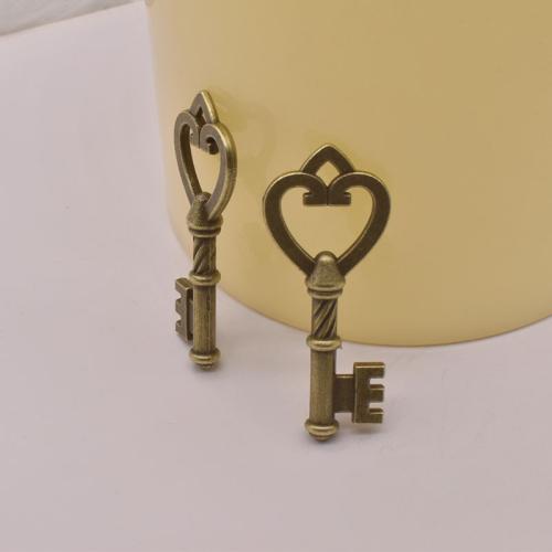 Tibetan Style Key Pendants, antique bronze color plated, DIY, 46x19mm, 100PCs/Bag, Sold By Bag