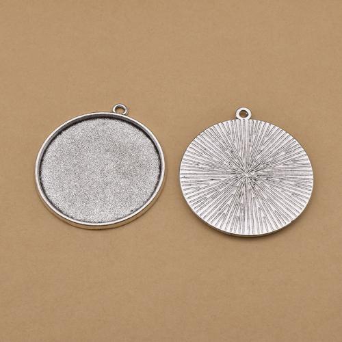 Tibetan Style Pendant Cabochon Setting, Round, antique silver color plated, DIY, 30mm, 100PCs/Bag, Sold By Bag