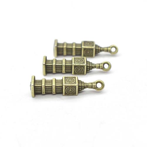 Tibetan Style Pendants, Tower, antique bronze color plated, DIY, 27x6mm, 100PCs/Bag, Sold By Bag