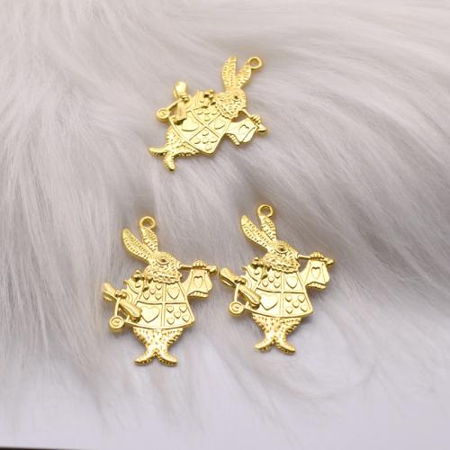 Tibetan Style Animal Pendants, Rabbit, antique gold color plated, DIY, 35x25x2.50mm, 100PCs/Bag, Sold By Bag