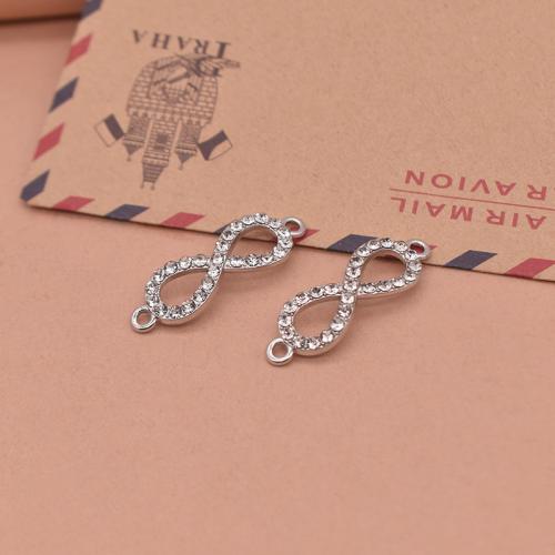 Infinity Tibetan Style Connector, Number 8, plated, DIY & with rhinestone & 1/1 loop, 32x11mm, 100PCs/Bag, Sold By Bag