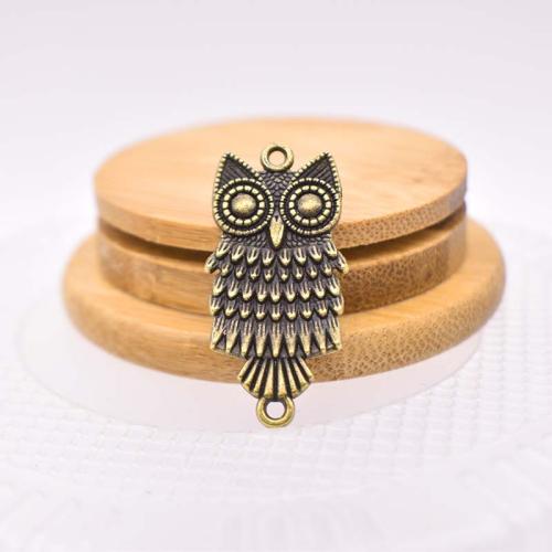 Animal Tibetan Style Connector, Owl, antique bronze color plated, DIY & 1/1 loop, 38x18x2mm, 100PCs/Bag, Sold By Bag