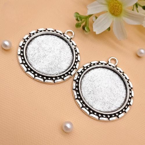 Tibetan Style Pendant Cabochon Setting, Round, antique silver color plated, DIY & different size for choice, 100PCs/Bag, Sold By Bag