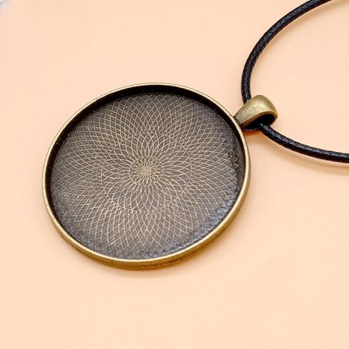 Tibetan Style Pendant Cabochon Setting, Round, antique bronze color plated, DIY, 38mm, 100PCs/Bag, Sold By Bag