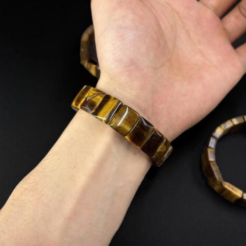 Tiger Eye Bracelet, Square, polished, fashion jewelry & Unisex, Length:Approx 7-8 Inch, Sold By PC