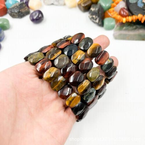 Tiger Eye Bracelet, Geometrical Pattern, polished, fashion jewelry & Unisex, Length:Approx 6.24 Inch, Sold By PC