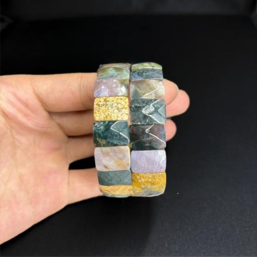 Indian Agate Bracelet, Square, polished, fashion jewelry & Unisex, Length:Approx 6-8 Inch, Sold By PC