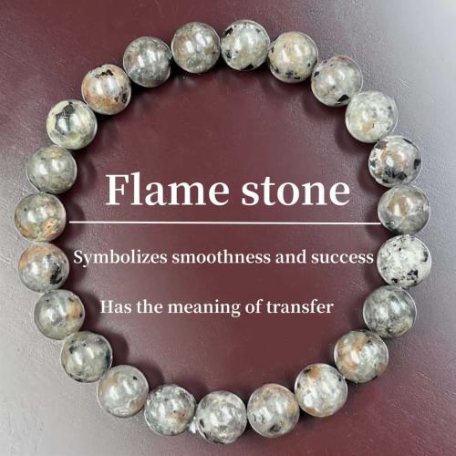 Flame Stone Bracelet, Round, handmade, fashion jewelry & Unisex, Length:Approx 6.3-7.87 Inch, Sold By PC