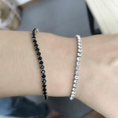 Titanium Steel Bracelet, plated, for woman & with rhinestone, more colors for choice, Length:19 cm, Sold By PC