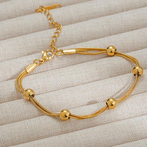 Pulsera de acero de titanio, Partículas de acero, chapado en color dorado, para mujer, más colores para la opción, longitud:18 cm, Vendido por UD