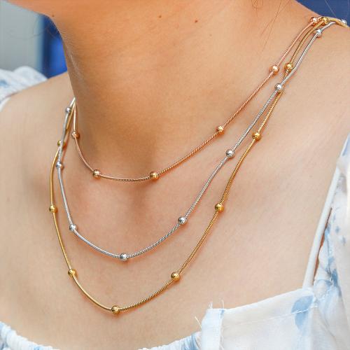 Stainless Steel Jewelry Necklace, 304 Stainless Steel, plated, three layers & for woman, Sold By PC