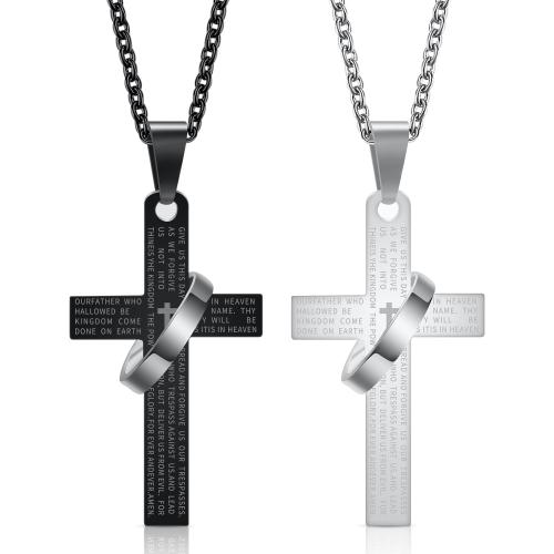 Titanium Steel Necklace, Cross, plated, Unisex, more colors for choice, Sold By PC