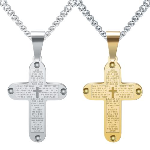 Titanium Steel Necklace, Cross, plated, Unisex, more colors for choice, Sold By PC