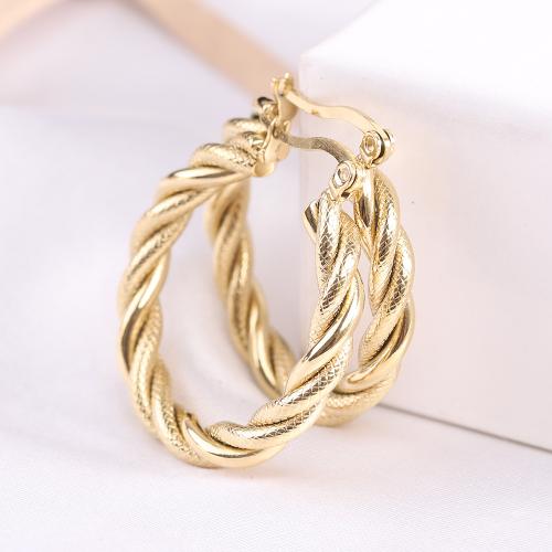 Titanium Steel  Earring, gold color plated, for woman, Sold By Pair