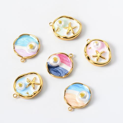 Stainless Steel Pendants, 304 Stainless Steel, with Plastic Pearl, gold color plated, DIY & different styles for choice & enamel, more colors for choice, Sold By PC