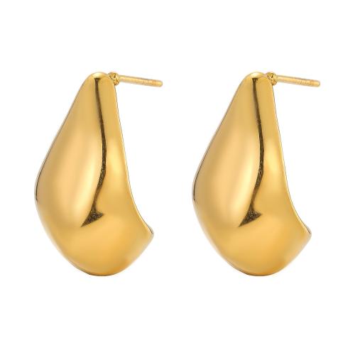 Stainless Steel Stud Earrings, 304 Stainless Steel, Teardrop, fashion jewelry & for woman, golden, Sold By Pair