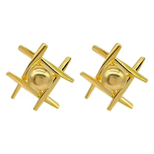 Stainless Steel Stud Earrings, 304 Stainless Steel, Square, 18K gold plated, fashion jewelry & for woman, Sold By Pair