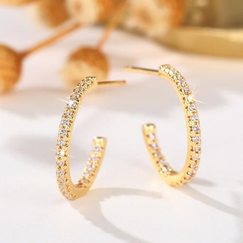 Cubic Zirconia Micro Pave Brass Earring, plated, fashion jewelry & micro pave cubic zirconia & for woman, Sold By Pair