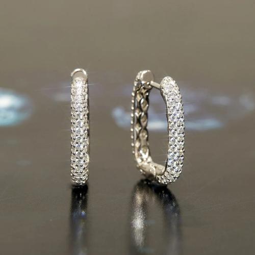 Cubic Zirconia Micro Pave Brass Earring, plated, fashion jewelry & micro pave cubic zirconia & for woman, Sold By Pair