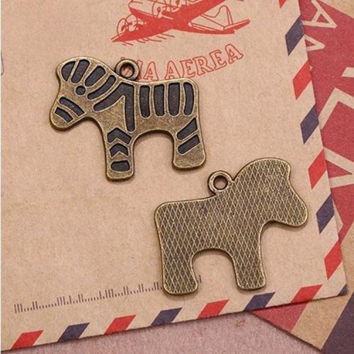 Tibetan Style Pendants, Zebra, antique bronze color plated, DIY, 30x25x1mm, 100PCs/Bag, Sold By Bag