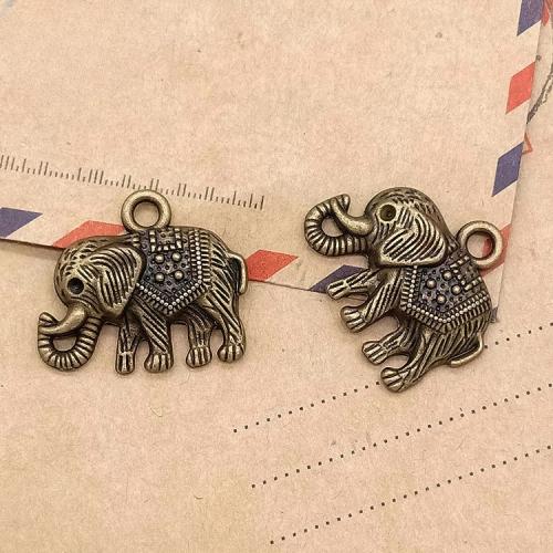 Zink-Aluminium-Anhänger, Zinklegierung, Elephant, antike Bronzefarbe plattiert, DIY, 21x20x3mm, 100PCs/Tasche, verkauft von Tasche