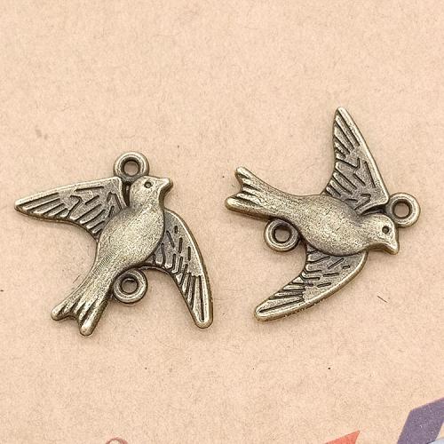 Animal Tibetan Style Connector, Bird, antique bronze color plated, DIY & 1/1 loop, 22x12x3mm, 100PCs/Bag, Sold By Bag