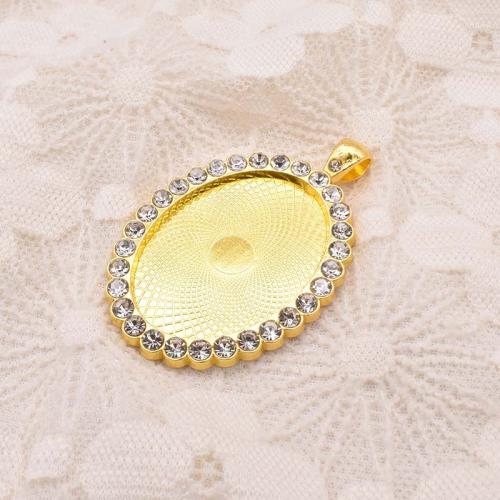 Tibetan Style Pendant Cabochon Setting, plated, DIY & with rhinestone, more colors for choice, 25x35mm, 100PCs/Bag, Sold By Bag